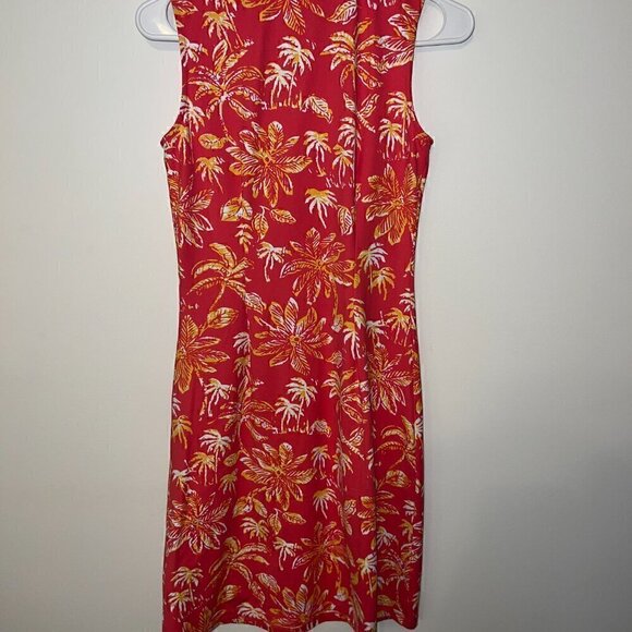 J.McLaughlin Brent split V-neck Sleeveless Dress Catalina Cloth Fringe Palm - XS - Picture 8 of 9
